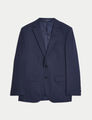 

Mens M&S Collection Regular Fit Check Stretch Suit Jacket - Midnight Navy, Midnight Navy