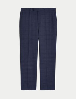 

Mens M&S Collection Regular Fit Check Stretch Suit Trousers - Midnight Navy, Midnight Navy