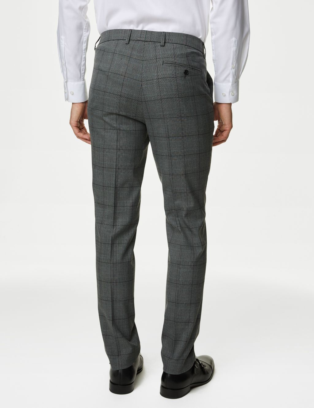 Skinny Fit Prince of Wales Check Suit Trousers image 5