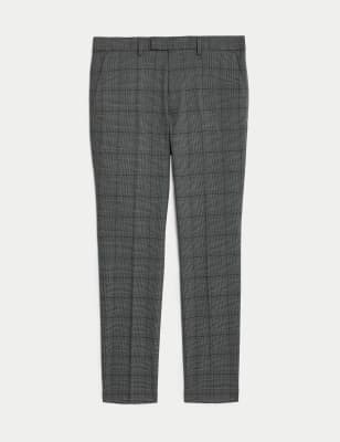 Skinny Fit Prince of Wales Check Suit Trousers