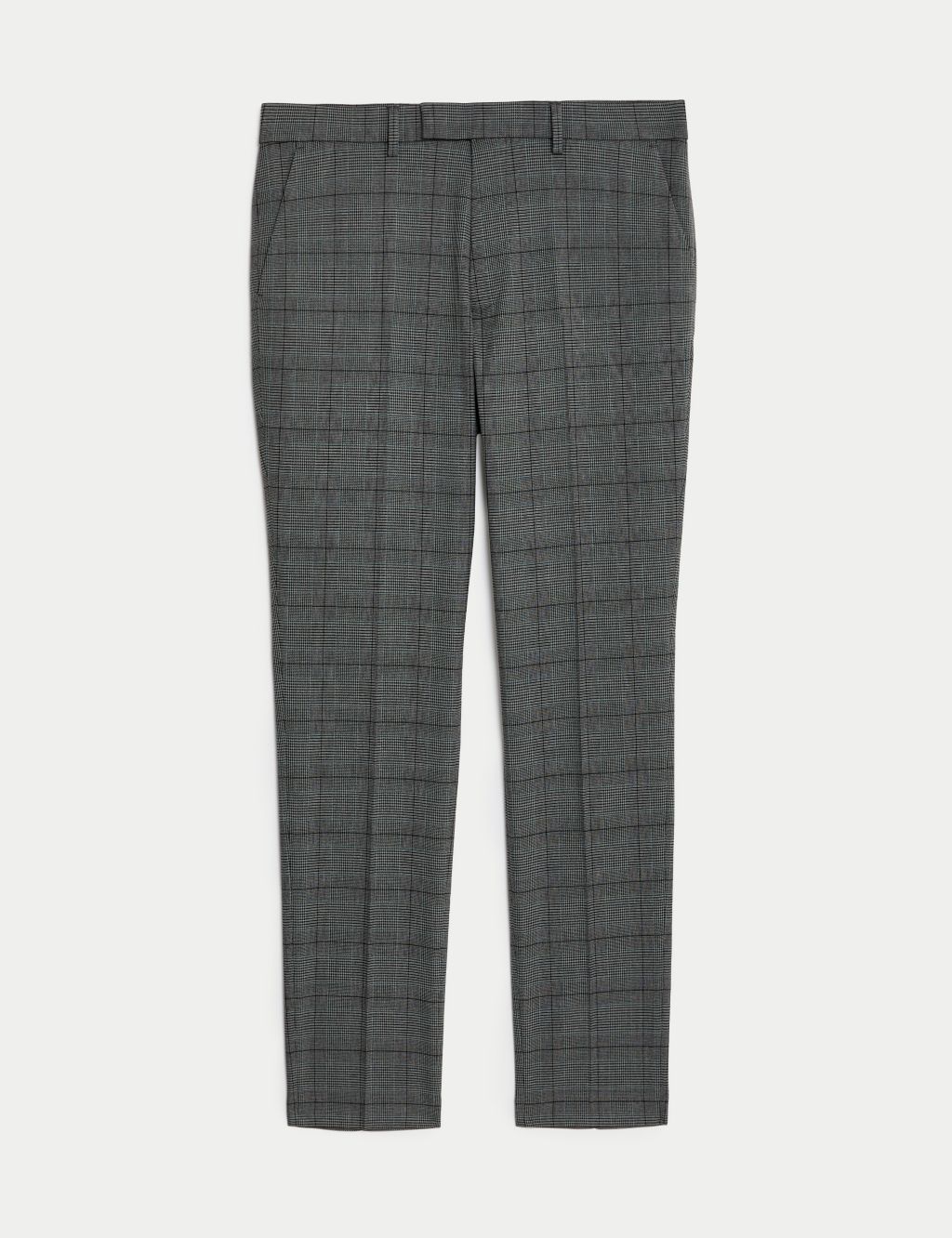 Skinny Fit Prince of Wales Check Suit Trousers image 2