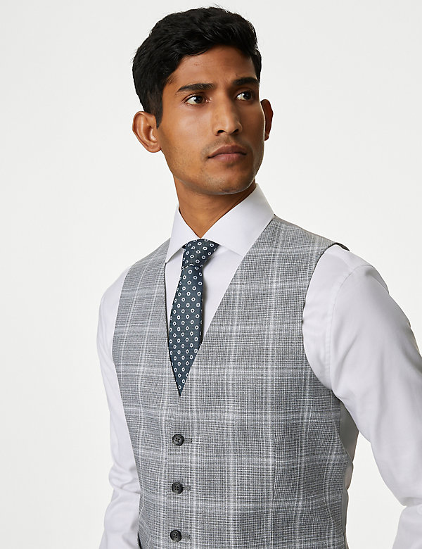 Slim Fit Check Stretch Waistcoat - BE