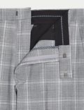 Strečové kostýmové kalhoty úzkého střihu s&nbsp;károvaným vzorem