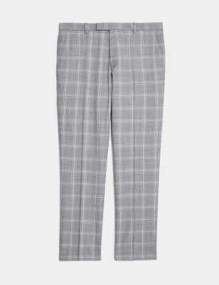 Slim Fit Check Stretch Suit Trousers