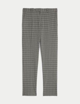 Skinny Fit Check Stretch Suit Trousers