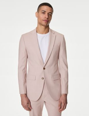 M&S Mens Slim Fit Stretch Suit Jacket - 38REG - Dusty Pink, Dusty Pink,Lilac,Stone,Mint
