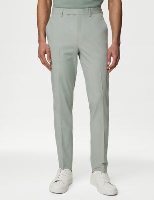 M&S Mens Slim Fit Stretch Trousers - 32REG - Mint, Mint,Lilac,Dusky Pink,Stone