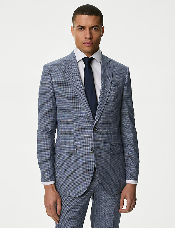 Slim Fit Puppytooth Stretch Suit Jacket - SI