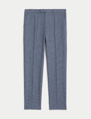 

Mens M&S Collection Slim Fit Puppytooth Stretch Suit Trousers - Navy/Blue, Navy/Blue