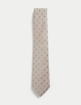 

Mens M&S Collection Medallion Silk Rich Tie - Neutral, Neutral