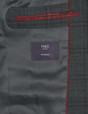 

Mens M&S Collection Charcoal Tailored Fit Wool Blend Check Jacket - Charcoal Mix, Charcoal Mix