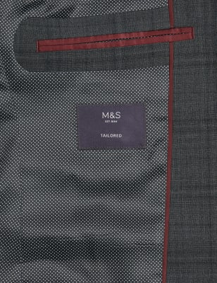 

M&S Collection Chaqueta carbón de corte sastre con lana de cuadrosMens - Charcoal Mix, Charcoal Mix