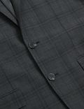 Charcoal Tailored Fit Wool Blend Check Jacket
