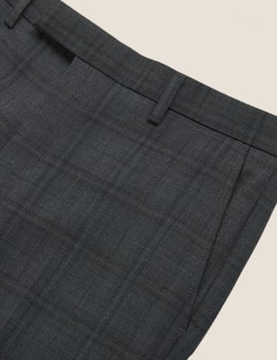 

M&S Collection Pantalón de corte sastre con lana de cuadrosMens - Charcoal Mix, Charcoal Mix