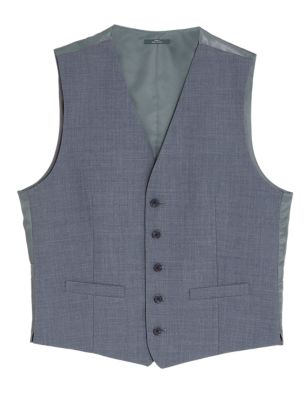 

Mens M&S Collection The Ultimate Blue Tailored Fit Waistcoat, Blue