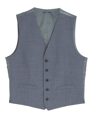 

Mens M&S Collection The Ultimate Blue Tailored Fit Waistcoat, Blue