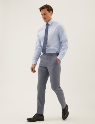 

Mens M&S Collection The Ultimate Blue Tailored Fit Trousers, Blue