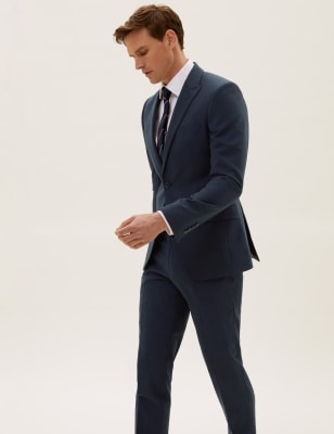 The Ultimate Navy Slim Fit Wool Pinstripe Jacket