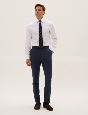  Ultimate - Pantalon bleu marine coupe slim à fines rayures - Navy