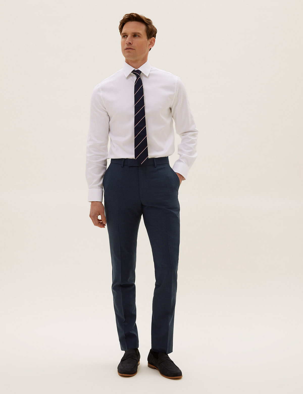 Ultimate Navy Slim Fit Pinstripe Trousers
