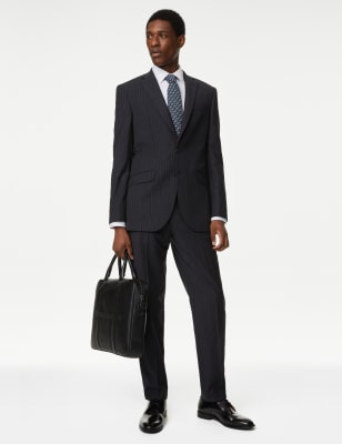 

Mens M&S Collection The Ultimate Tailored Fit Pinstripe Jacket - Charcoal, Charcoal