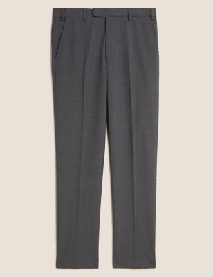 M&S Mens The Ultimate Charcoal Tailored Fit Trousers