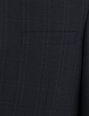 M&S Mens Navy Checked Tailored Fit Jacket