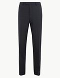 Navy Checked Tailored Fit Trousers