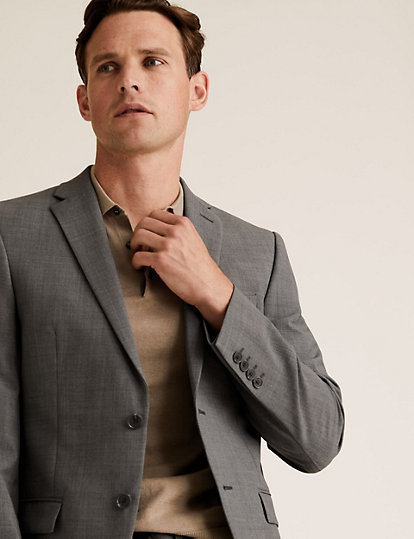 Tailored Fit Wool Blend Suit Jacket