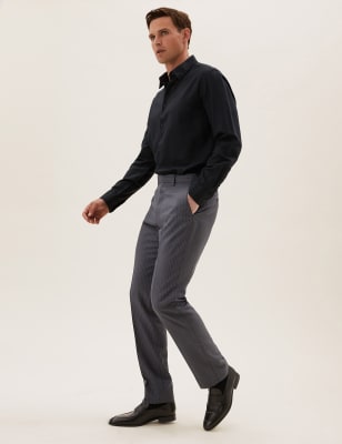 

Savile Row Inspired Pantalón regular de raya diplomática de lanaMens - Denim, Denim
