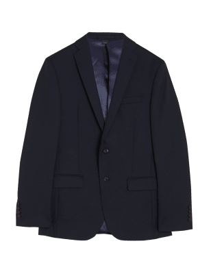 

Mens M&S Collection Marineblaue, schmal geschnittene Jacke aus reiner Wolle - Dark Navy, Dark Navy