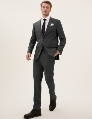 

M&S Collection Luxury Chaqueta gris de corte sastre de lana de pata de galloMens - Grey, Grey