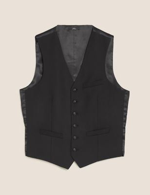 M&S Mens Black Tailored Fit Wool Rich Waistcoat