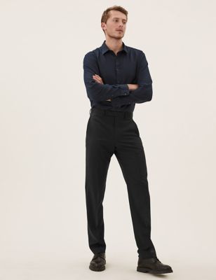 Luxury Pantalon noir en laine coupe ajustée - Black