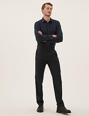 Black Tailored Fit Wool Rich Trousers
