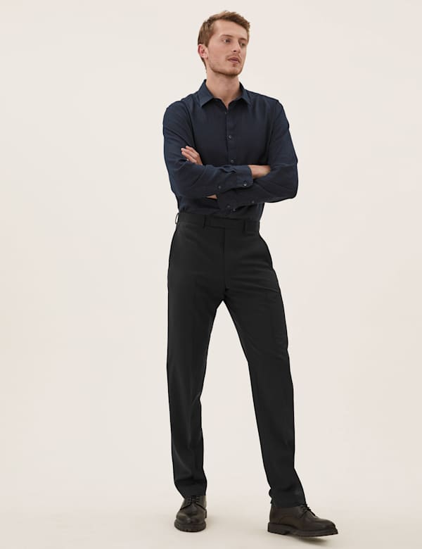 Black Tailored Fit Wool Trousers