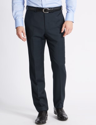 Grandes tailles &ndash; Pantalon bleu marine en laine coupe ajust&eacute;e