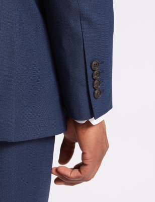 Big & Tall Indigo Textured Regular Fit Wool Jacket Big & Tall Indigo Textured Regular Fit Wool Jacket