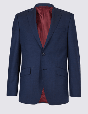 Big & Tall Indigo Textured Regular Fit Wool Jacket Big & Tall Indigo Textured Regular Fit Wool Jacket