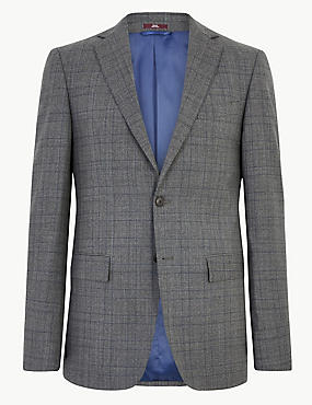 Charcoal Checked Pure Wool Jacket