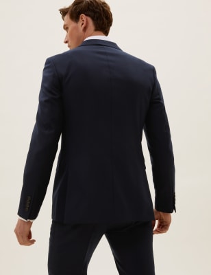 Navy Slim Fit Wool Rich Jacket