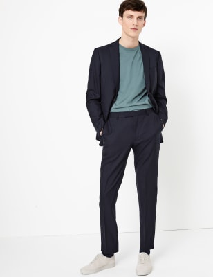 

Mens M&S Collection Luxury Marineblaues Sakko aus Wolle mit normaler Passform in Übergröße - Navy, Navy