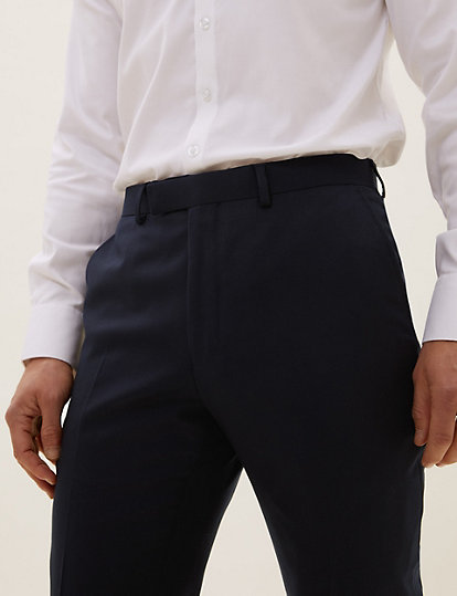 Navy Slim Fit Wool Rich Trousers