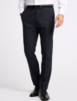 Grandes tailles &ndash; Pantalon bleu marine en laine coupe slim