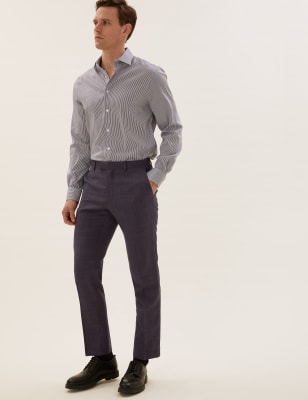 

Mens M&S Collection Pantalón de cuadros 100% lana de corte sastre - Blue, Blue
