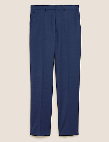 Blue Tailored Fit Wool Rich Trousers