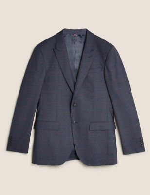 

Mens M&S Collection Tailored Fit Wool Rich Check Jacket - Navy Mix, Navy Mix