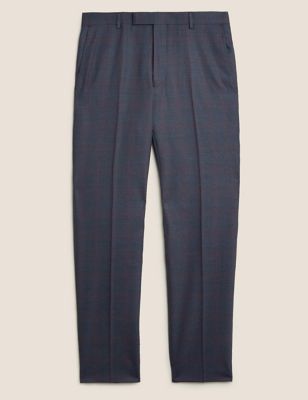 

Mens M&S Collection Tailored Fit Wool Rich Check Trousers - Navy Mix, Navy Mix
