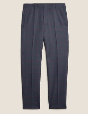 

Mens M&S Collection Tailored Fit Wool Rich Check Trousers - Navy Mix, Navy Mix