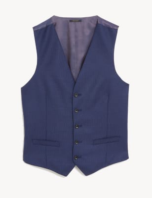 

Mens M&S SARTORIAL Pure Wool Textured Waistcoat - Blue, Blue